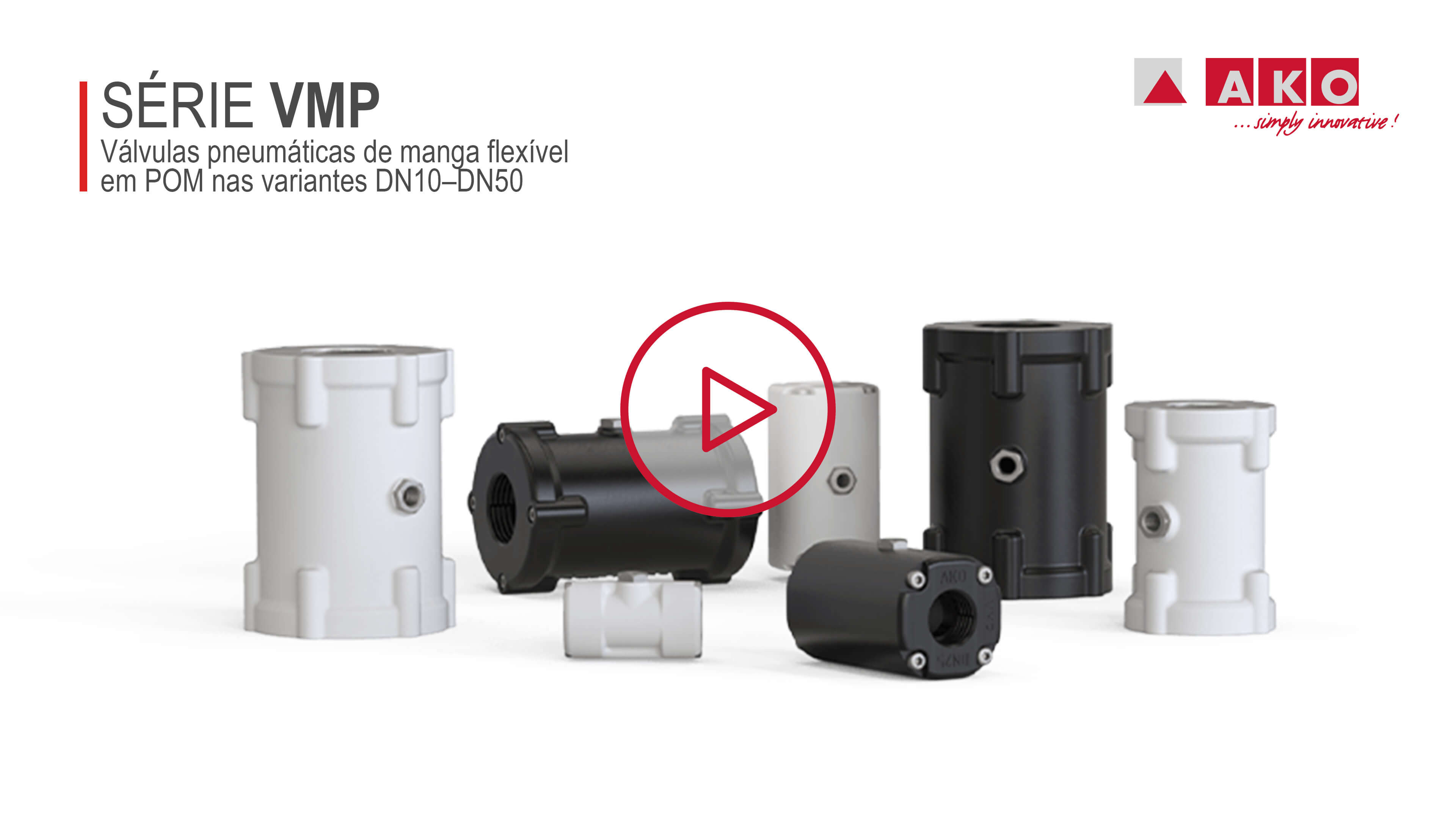 akoページ Válvula de manga pneumática flexível com ligação de rosca fêmea